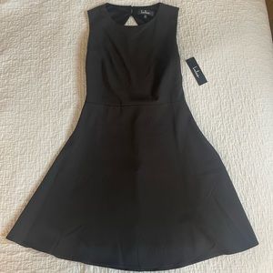 Lulus Black Skater Dress with Open Lace Back, Size Medium, NWT